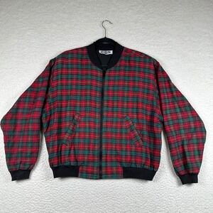 Vtg RIDE Plaid Cropped Bomber Track Jacket Women S Cotton Full Zip Preppy Street